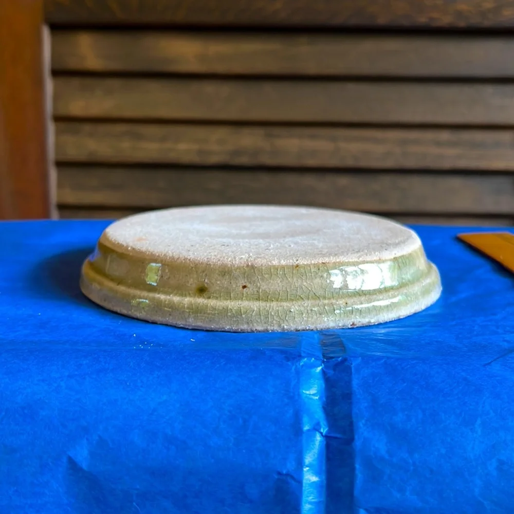 Glazed Green and Tan Candle Holder
